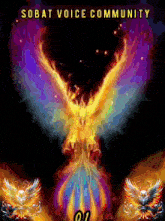 a poster for the sobat voice community with a phoenix in the center