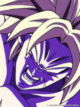 a purple and white drawing of a person with chinese writing