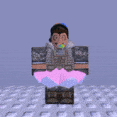 a man in a military uniform has a pink tutu on