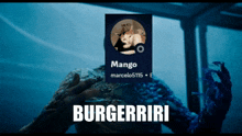 a monster with a picture of a man with the name mango on it