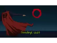 a cartoon of superman with the words goodbye chat written below him