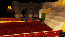 a screenshot of a minecraft game shows a sword and shield on a red floor