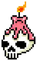 a pixel art illustration of a cupcake with a candle on top