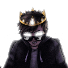a drawing of a man with a crown and sunglasses