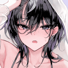 a close up of a girl 's face with a surprised expression