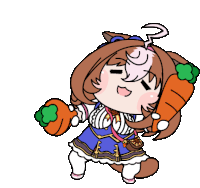 a cartoon of a cat girl holding a carrot in her hands