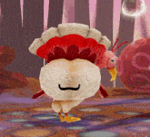 a turkey in a video game with a mustache on its face