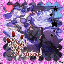 a picture of a girl with the words good morning