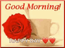 Good Morning Red Rose GIF - Good Morning Red Rose Coffee GIFs