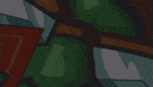 a close up of a cartoon character with a sword in his hand .