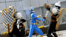 Fighting Ollie Akana GIF - Fighting Ollie Akana Blue Dino Fury Ranger GIFs
