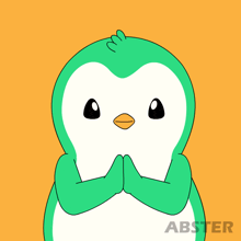 an illustration of a green penguin with the word abster on the bottom
