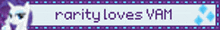 a sign that says rarity loves yam with a unicorn in the background