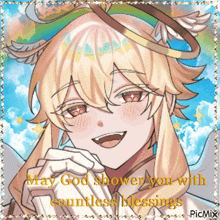 a picture of an angel with the words may god shower you with countless blessings on it