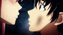 a boy and a girl are kissing with the number 6 on their foreheads