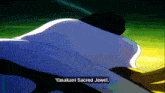 a cartoon of a person with the words yasakani sacred jewel