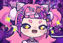 a cartoon drawing of a girl with a lollipop on her head that says xoxo on it