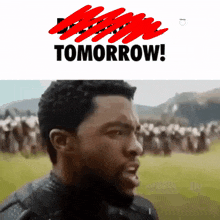 a picture of a man and a sign that says " tomorrow "