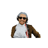 a man wearing a wig and sunglasses is smiling
