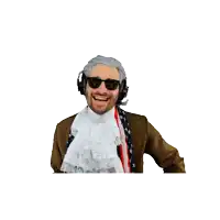 a man wearing a wig and sunglasses is smiling