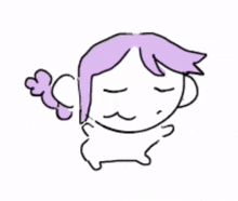 a drawing of a girl with purple hair and a flower in her hair