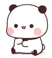a cartoon panda bear with a pink cheek is sitting down