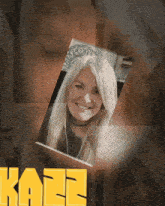 a collage of photos of a woman with the name kazz at the bottom