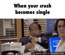when your crush becomes single excited waitingn line the office stanley