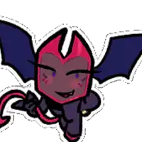 a cartoon of a devil with wings and a tail