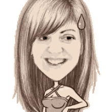 a cartoon drawing of a woman with long hair and a teardrop in her hair .