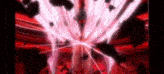 a cartoon character is being destroyed by a beam of light coming out of his chest .