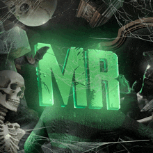 the word mr is surrounded by skeletons and bats