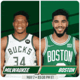 two basketball players from milwaukee and boston