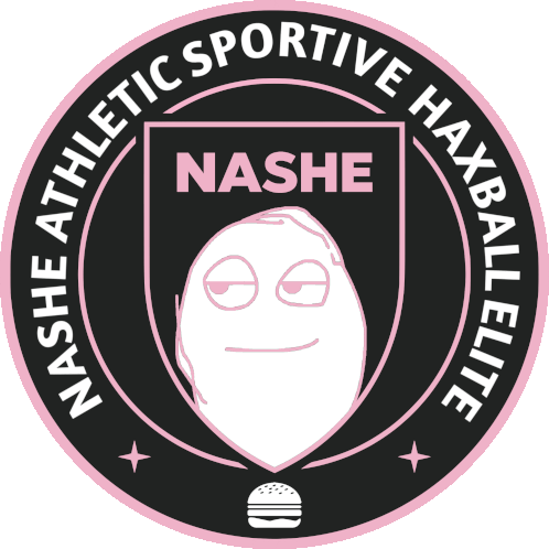 a logo for nashe athletic sportive haxball elite with a cartoon face