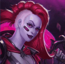 a woman with red hair has a bandage on her forehead