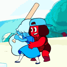 Ruby And Sapphire Baseball GIF - Ruby And Sapphire Baseball Steven Universe GIFs