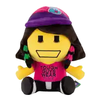 a stuffed toy that says tough guys wear pink on it
