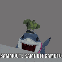 a shark is being attacked by the hulk with the words sammoute kame ult gamoto