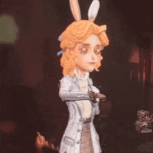 a cartoon character with bunny ears and a x on her eyes