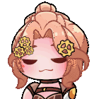 a cartoon of a girl with gears on her hair