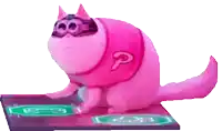 a pink cat with the letter p on it