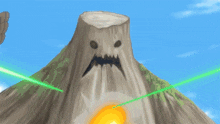 a cartoon drawing of a giant tree stump with a face