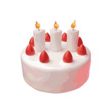 happy birthday birthday cake strawberry shortcake birthday candles strawberries