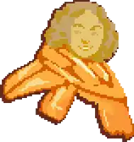 a pixel art drawing of a person 's face on a banana
