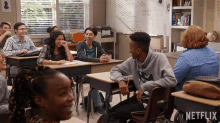 a classroom with netflix written on the bottom