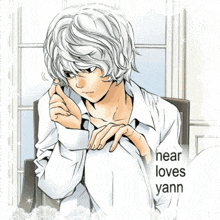 a picture of a girl with the words near loves yann written on it
