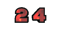 the number 24 is surrounded by flames and looks like it could be on fire