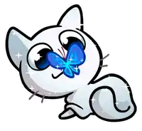 a cat with a blue butterfly on its nose