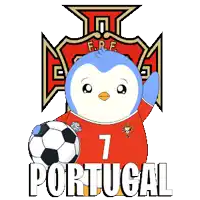 a penguin with the number 7 on his jersey holds a soccer ball