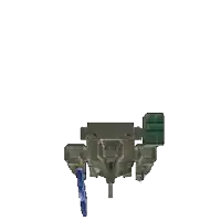 a pixel art drawing of a sniper rifle with a blue bullet coming out of it on a white background .